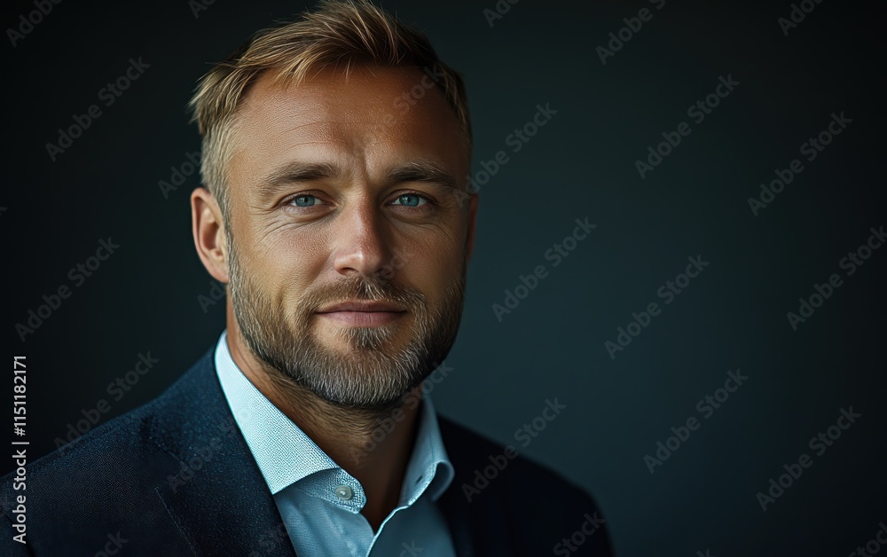 Confident businessman with a suit and a smile in a studio background, He looking at the camera