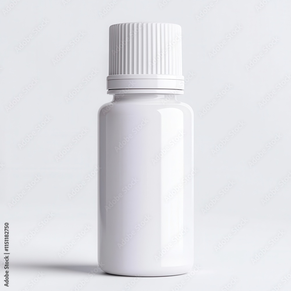 Sleek White Bottle with Cap for Liquid Storage and Packaging