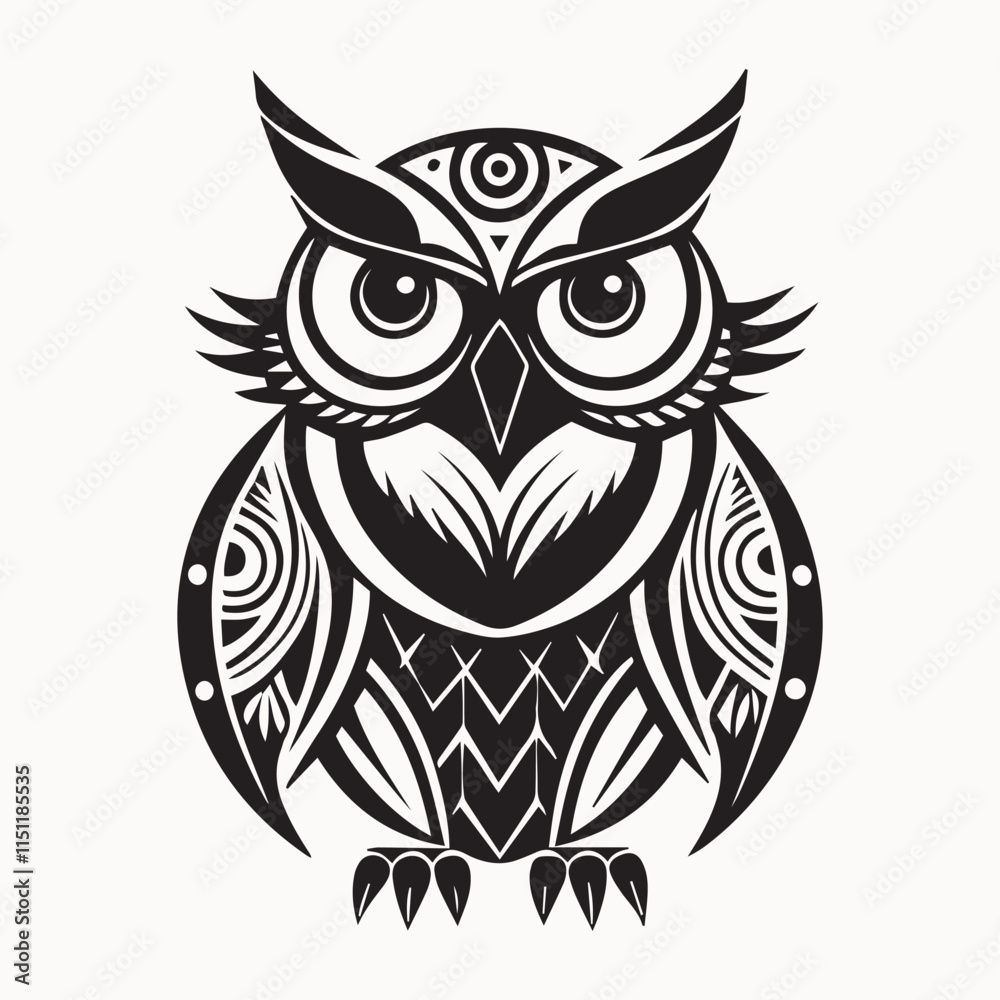 Fototapeta premium Owl logo vector silhouette, tibal
