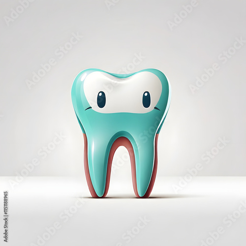 tooth 3d cartton on white background , tooth illustration, dental illustration photo