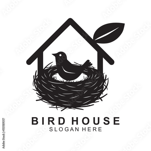 bird and nest logo design photo