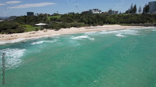 Scenic Duranbah Beach In Tweed Heads, NSW, Australia - Drone Shot photo