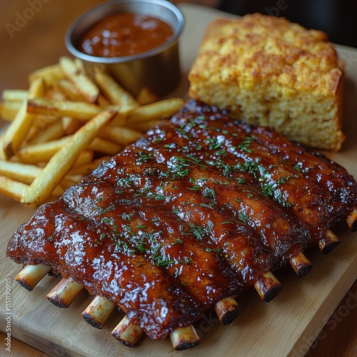 Kansas City-style BBQ ribs glazed with a sweet and tangy sauce