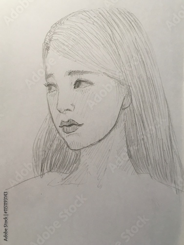 Woman pencil drawing