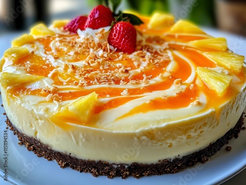 Tropical Delight: Pineapple Coconut Cheesecake 