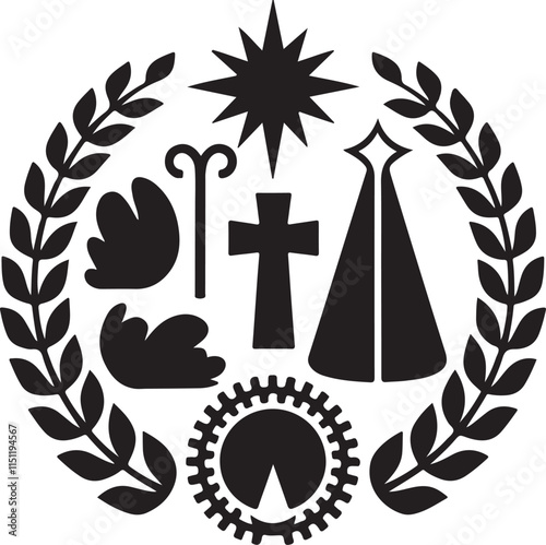 armenian apostolic christian elements sets silhouette vector