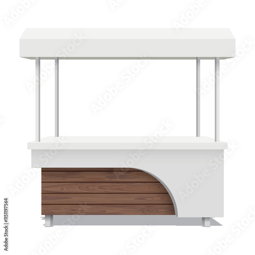 Street shop cart mock up isolated made from stainless and wooden graphic illustration have blank space for place the products presentation on countertop. Small business and street food concept.
