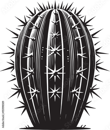 Desert Cactus silhouette vector illustration isolated on white background