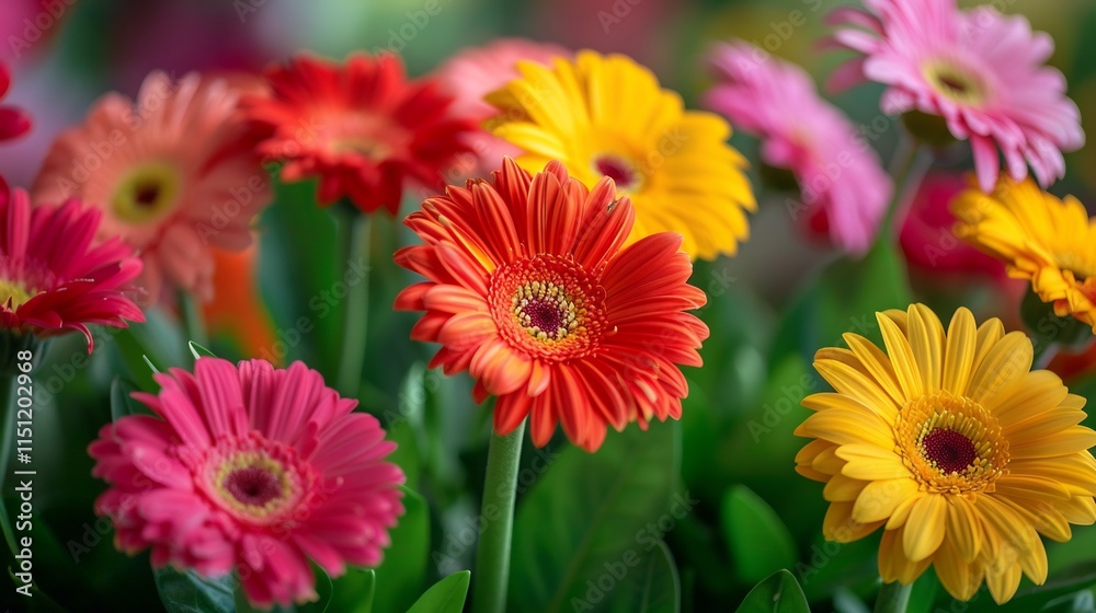 Vibrant Gerbera Daisies in Full Bloom: A Colorful Bouquet Vibrant Gerbera Daisies in Full Bloom: A Colorful Bouquet