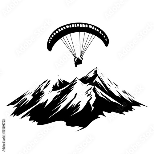 Paraglider Soaring Over Majestic Mountains