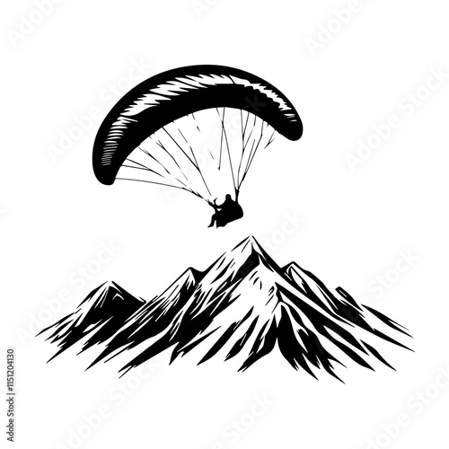 Paraglider Soaring Over Majestic Mountains