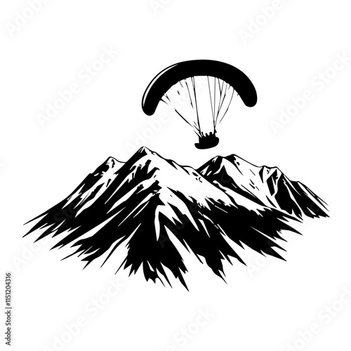 Paraglider Soaring Over Majestic Mountains