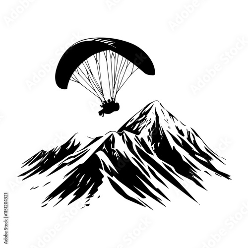 Paraglider Soaring Over Majestic Mountains