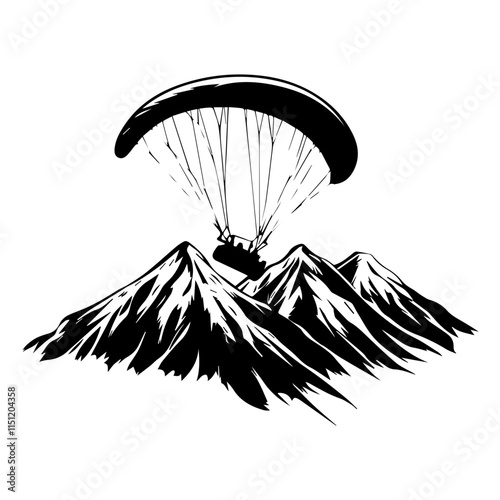 Paraglider Soaring Over Majestic Mountains
