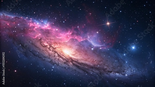 360 degree equirectangular projection space background with nebula and stars, environment map. HDRI spherical panorama