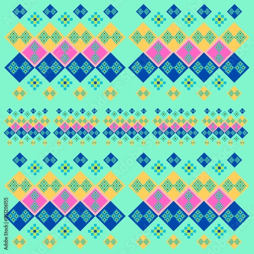 Vibrant Diamond Mosaic : dynamic and colorful diamond-patterned design with geometric motifs. perfect for textiles, wallpapers, gift wrapping, and modern graphic projects.
