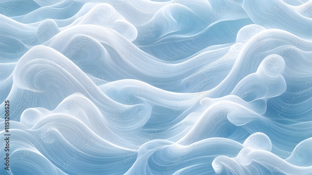 Obraz premium A monochromatic wave pattern in light blues with a frosted effect, perfect for clean, corporate sites.