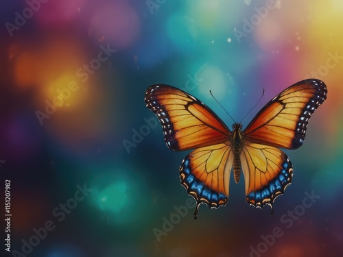 Orange Butterfly Wings Against A Colorful Background