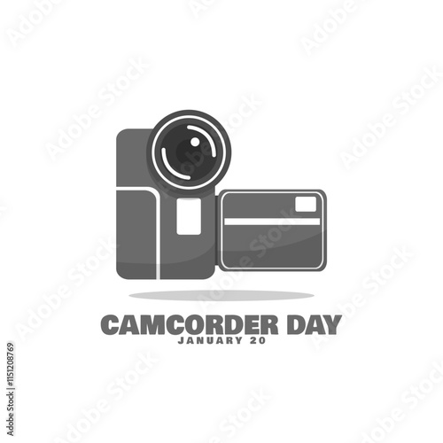 Camcorder Day to celebrate on January 20th. A handycam video recording device of its time. Technology event banner.