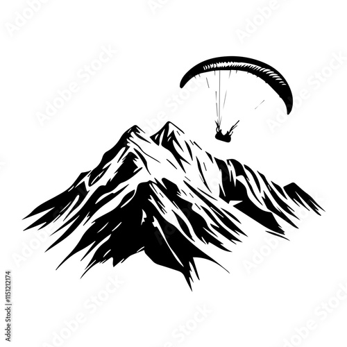 Paraglider Soaring Over Majestic Mountains