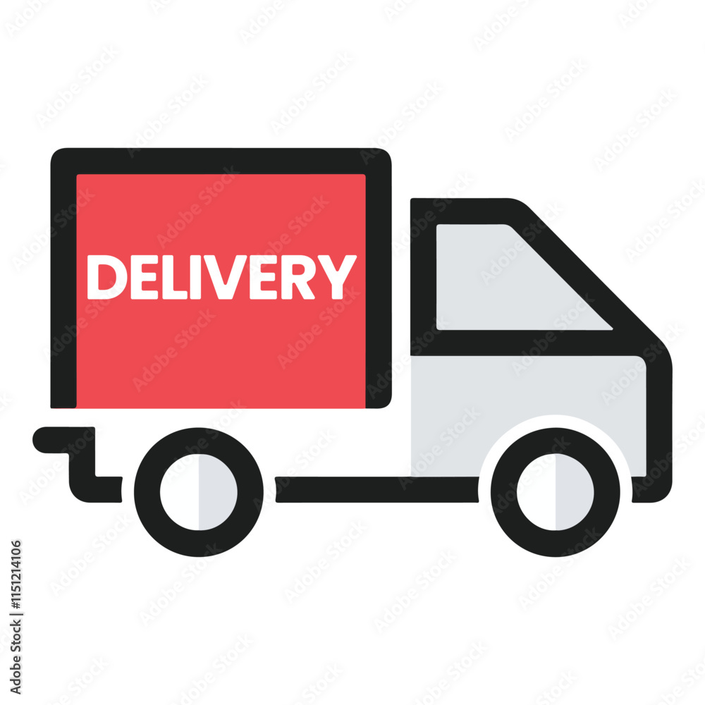 Minimalist Cargo Truck Illustration in Red and Grey Icon Design Minimalist Cargo Truck Illustration in Red and Grey Icon Design