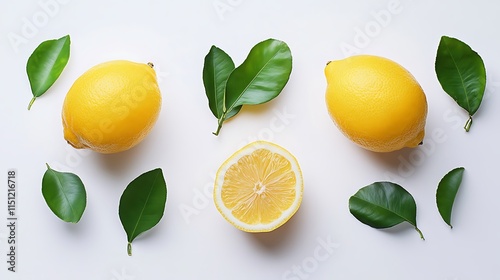 Wallpaper Mural Two whole lemons and one cut lemon with leaves Torontodigital.ca