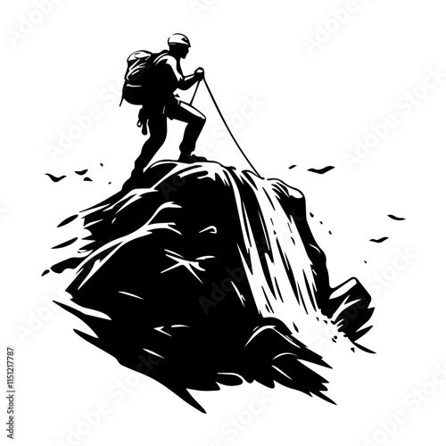 Black and White Climbing Silhouette