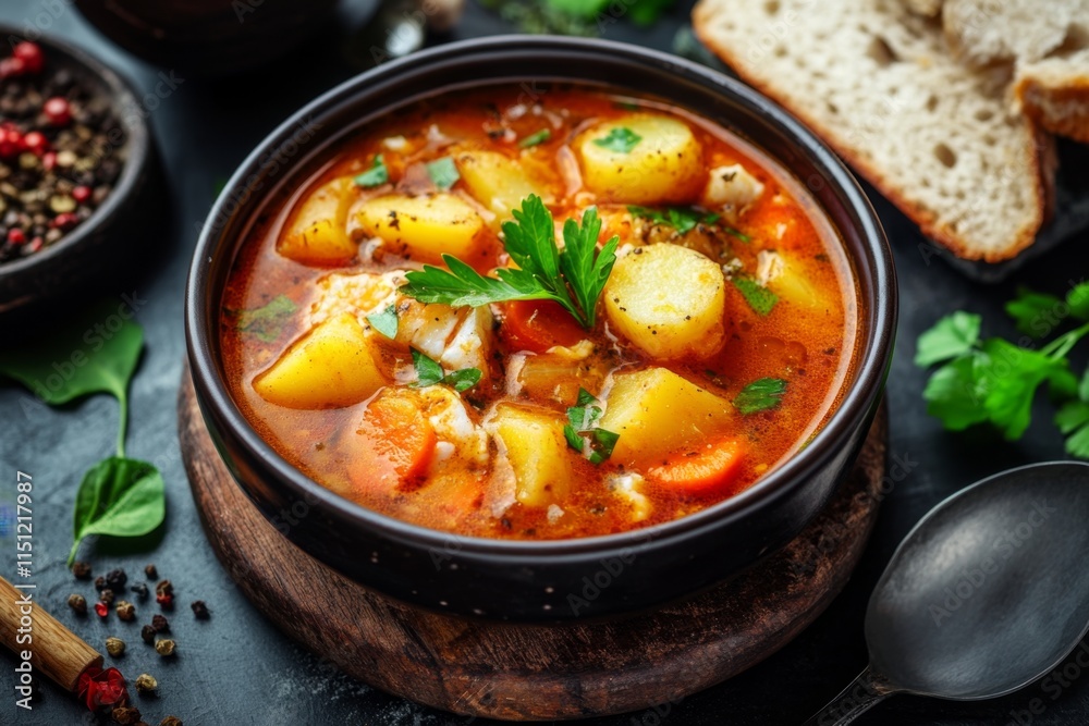 Hearty Fish Soup with Potatoes and Vegetables Hearty Fish Soup with Potatoes and Vegetables