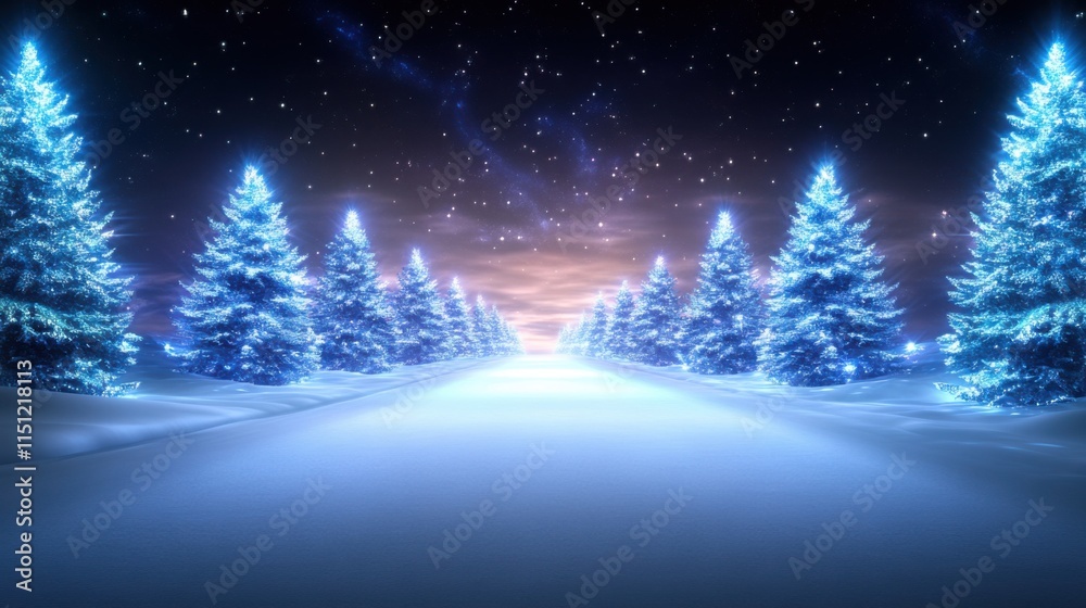 Naklejka premium Tranquil winter wonderland a magical journey through scenic christmas forests and snowy landscapes