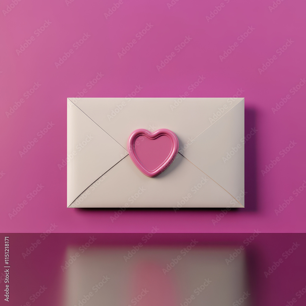 glowing envelope with heart seal on pink background evokes love glowing envelope with heart seal on pink background evokes love