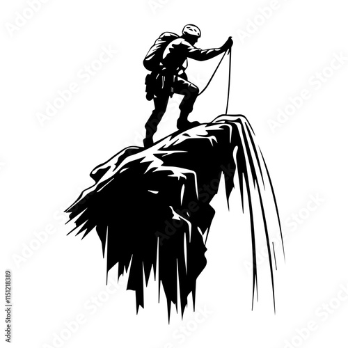 Black and White Climbing Silhouette