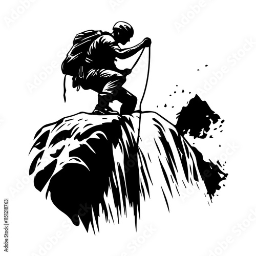 Black and White Climbing, Rock climbing Silhouette