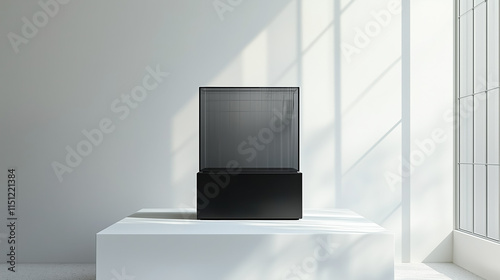 Wallpaper Mural Frontal View of Product Display Glorifier with Black Base and Glass Box on White Background Torontodigital.ca