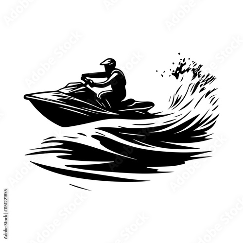 A jet ski carving through the waves