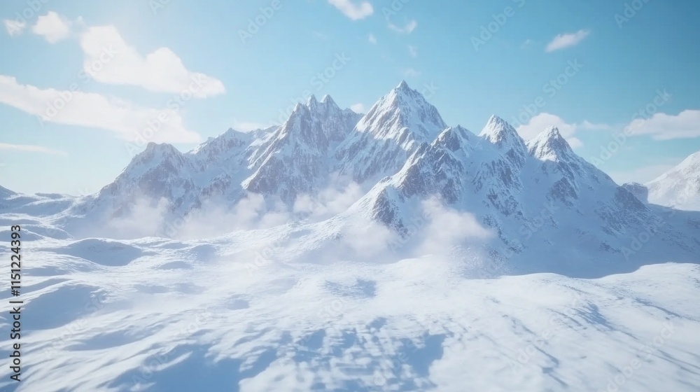 Majestic snow-capped mountains under a clear sky.