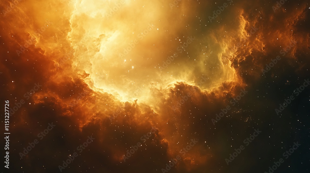 Fototapeta premium An astronaut navigating near a shimmering cloud of interstellar dust, vibrant light particles swirling in the void, cinematic lighting casting a soft, ethereal glow, hd quality,