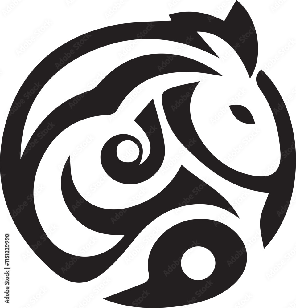 Abstract modern horned goat anagram symbol logo icon design as a silhouette depiction of a growing large company mascot emblem Abstract modern horned goat anagram symbol logo icon design as a silhouette depiction of a growing large company mascot emblem