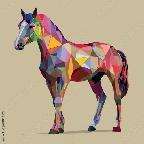 Colorful Low Poly Horse Vector illustration on isolated background