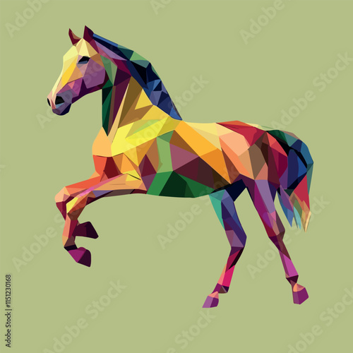 Colorful Low Poly Horse Vector illustration on isolated background