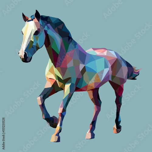 Colorful Low Poly Horse Vector illustration on isolated background