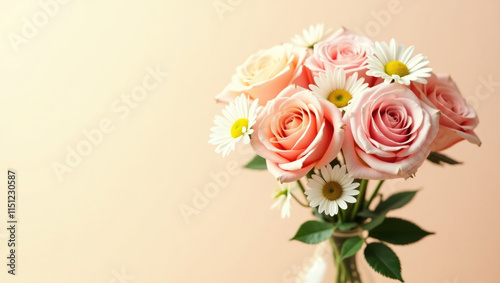 Wallpaper Mural A delicate and romantic composition of pink, peach and cream flowers, roses, perfect for adding elegance to any design. Torontodigital.ca