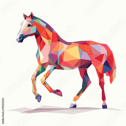 Colorful Low Poly Horse Vector illustration on isolated background