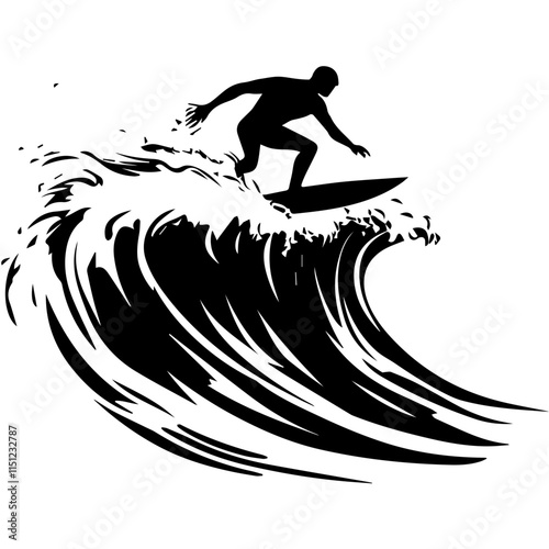 Surfer Riding a Massive Wave