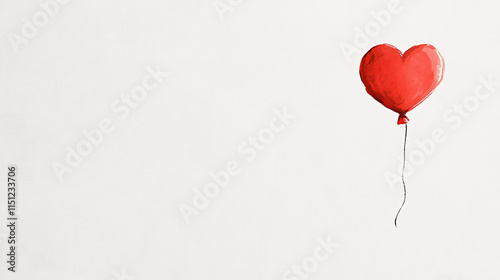 whimsical illustration of heart shaped balloon floating gently, evoking feelings of love and joy. Perfect for romantic themes and celebrations