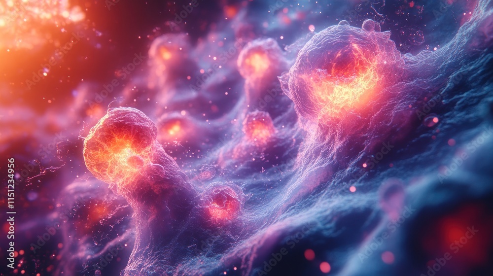 Abstract fiery glowing cellular structures. Abstract fiery glowing cellular structures.