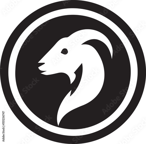 Abstract modern horned goat animal anagram symbol logo icon design as a silhouette depiction of a mascot emblem of a large growing company photo