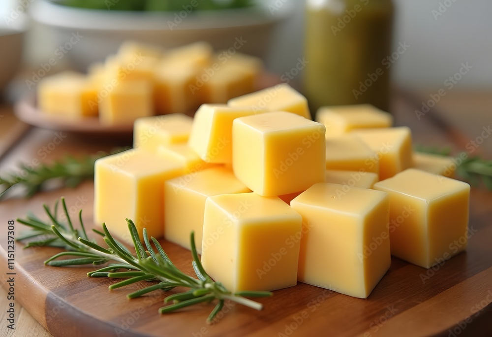 Cubes of cheddar cheese isolated Cubes of cheddar cheese isolated