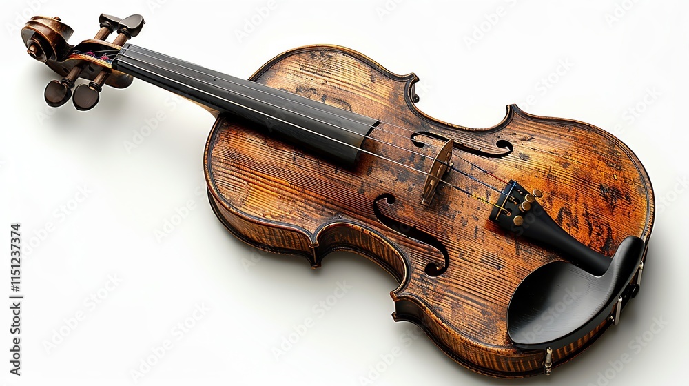 Obraz premium Antique violin isolated on white background.