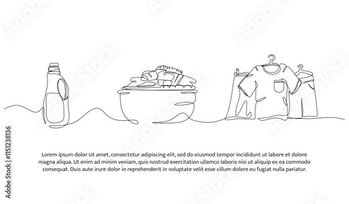 Set of laundry elements. clothes and laundry soap. Minimalist style vector illustration on white background.