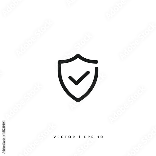 Shield Check Mark Icon. Editable Stroke